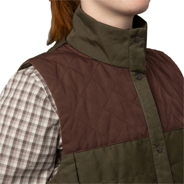 2026 Harkila Womens Retrieve Waistcoat 1201141 - Dark Warm Olive / Burgundy
